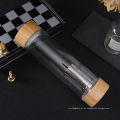 400ml doppelwandige Tee-Eiflasche aus Borosilikatglas mit Bambusdeckel